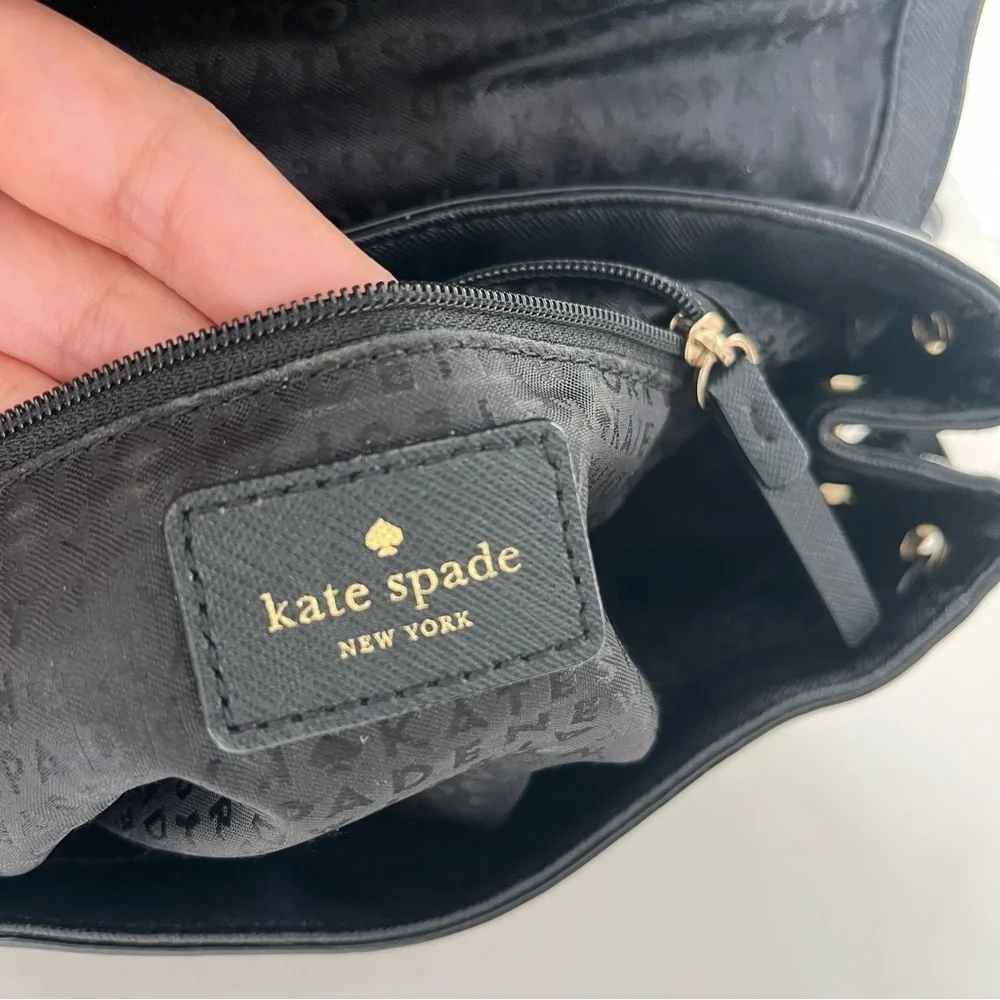 Kate Spade Jessie Laurel Way Black Saffiano Leather Backpack Gold Hardware
